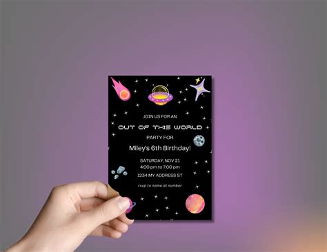 Instant Download Customizable 5x7 Outer Space Invitation Template Out