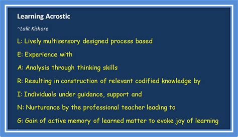 An Acrostic On Learning To Understand Process Of Knowledge Construction