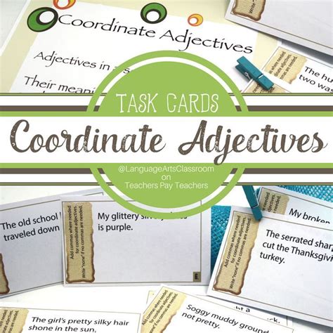 Coordinate Adjectives Task Cards & Coordinate Adjective Worksheet ...