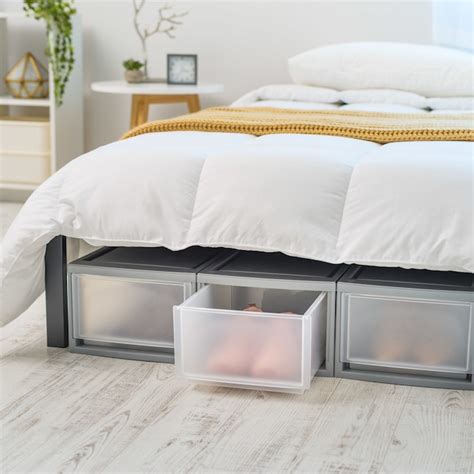 Iris Gray Stackable Plastic Storage Drawer 8 13 In H X 11 88 In W X 14