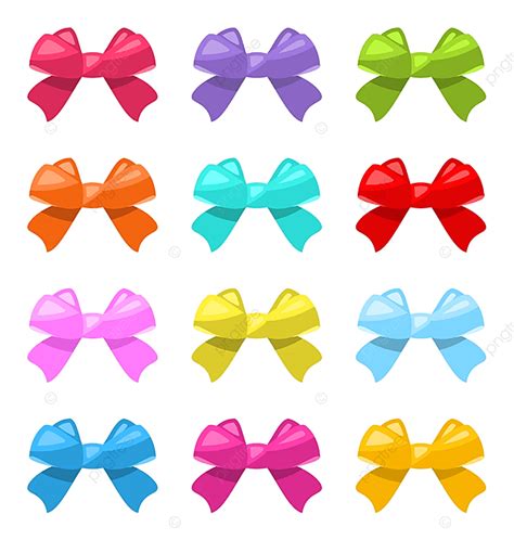 Red T Bow Vector Png Images Illustration Set Colorful Simple T