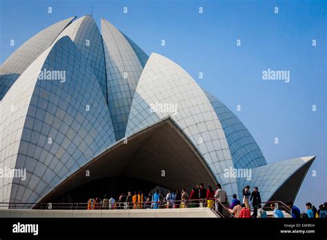 The Lotus Temple Bah House Of Worship New Delhi India Stock Photo