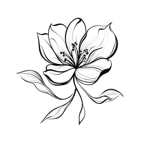 Un Dessin En Noir Et Blanc D Une Fleur Avec Les Feuilles Et Le Mot