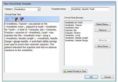 Dental Chart Note Templates