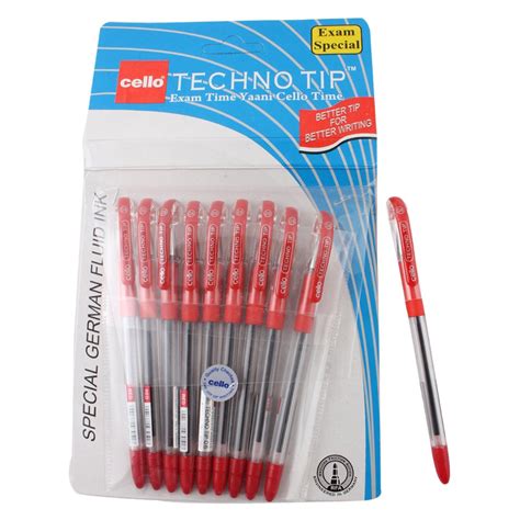 Cello Techno Tip Ballpoint Pens Red Pack Of 10 Amazon In Office