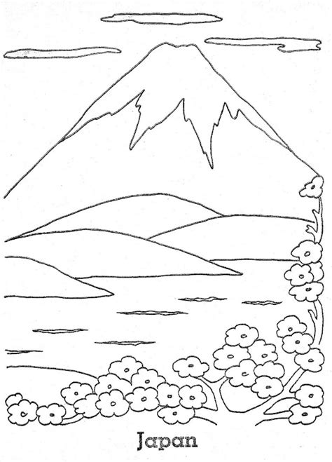 Pinto Dibujos Monte Fuji de Japón para colorear