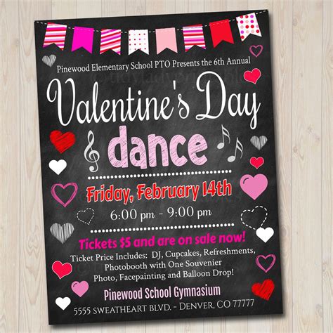 Editable Valentines Day Dance Set School Dance Flyer Party Invite Ch