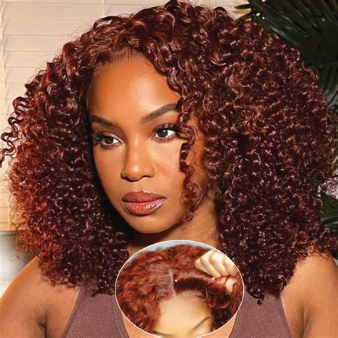 Amazon Nadula Curly Reddish Brown Short Bob Wig Human Hair Put On