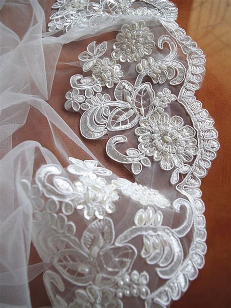 Ivory Alencon Lace Trim Beaded Bridal Lace Wedding Trim Etsy