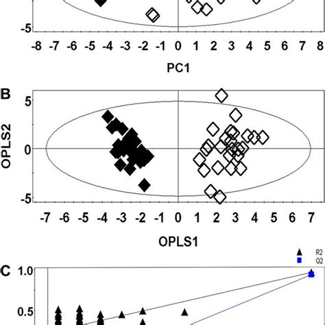 Pca A Opls Da B And Permutation Tests C Of Rrlc Based Targeted