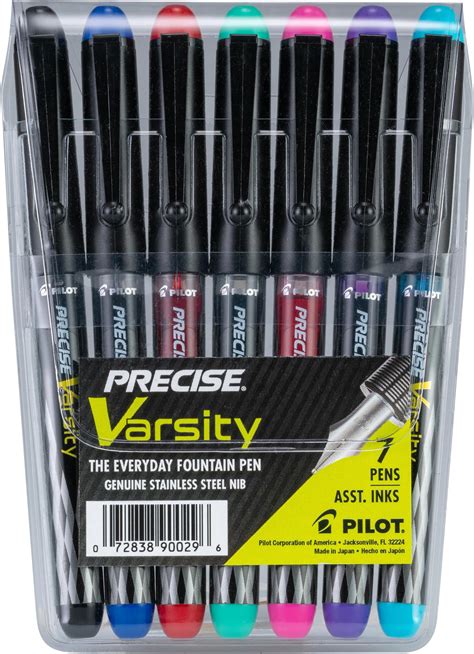 Pilot Varsity Disposable Fountain Pens 7 Pack Pouch Assorted Color