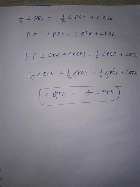 In Fig The Side Qr Of Pqr Is Produced To A Point S If The Bisectors