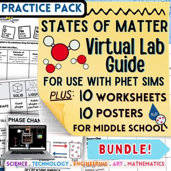 States of Matter Phase Change PhET Sims Worksheets Posters for Middle School UDL