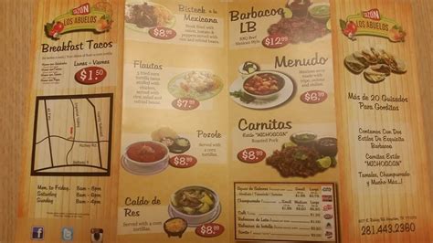 Menu At Sazon Los Abuelos Restaurant Houston 607 E Richey Rd