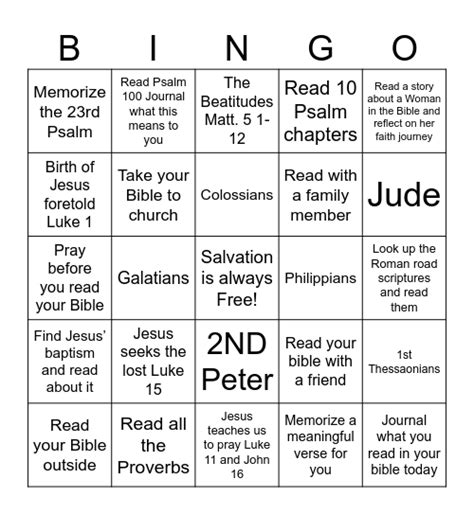 Bible Bingo Card