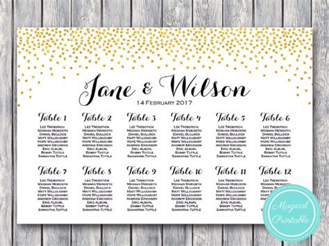 Gold Wedding Seating Chart Printable Free Wedding Seating Charts