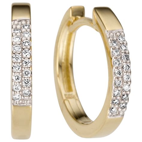 Jobo Creolen Gold Gelbgold Diamanten Brillanten Ohrringe