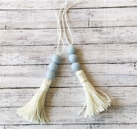 Mini Door Knob Tassels Set Of 2 Wooden Bead Garland Tassels Etsy