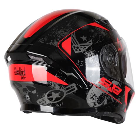 STEELBIRD SBA 21 COMBAT MATT BLACK RED Arihant Helmets