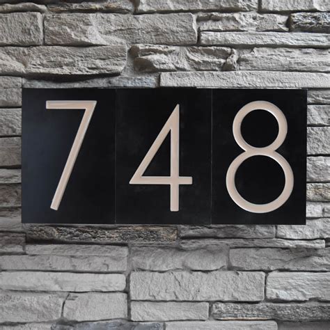 Mid Century Modern House Numbers In Patina Finish Modish Metal Art