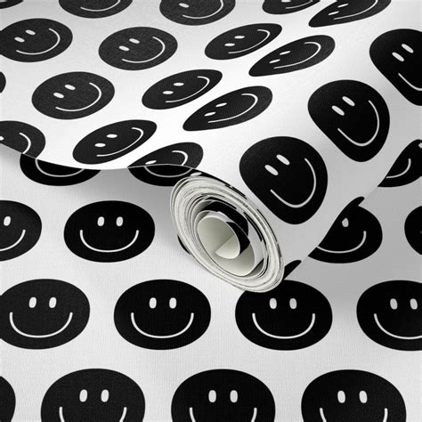 black and white happy face smiley guy 2 | Spoonflower