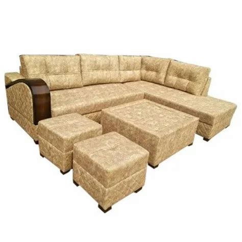 Modern Cotton L Shape Modular Sofa Set Tight Back Warranty 5 Year At