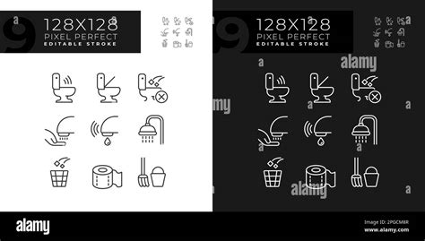 Servicio De Ba Os P Blicos P Xel Iconos Lineales Perfectos Establecidos