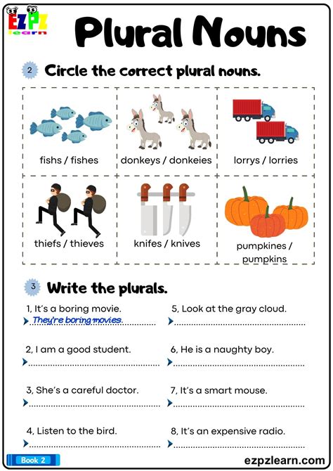 Plural Nouns Circle The Correct Plural Nouns Grammar Worksheet Bk2