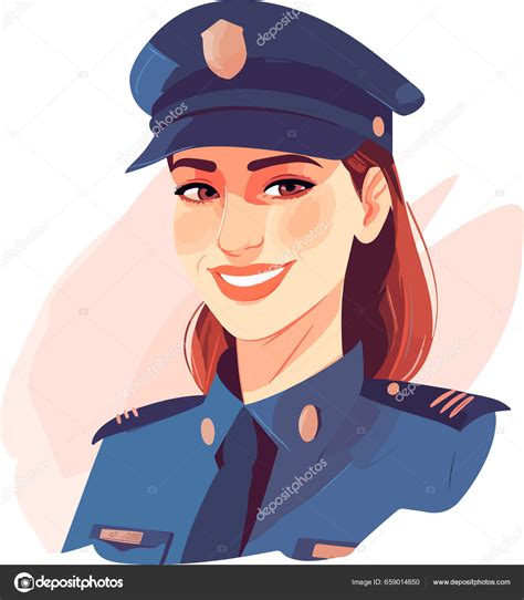 Hermosa Chica Policía Uniforme Ilustración Vectorial Aislado Sobre