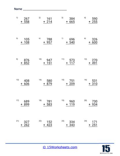 Three Digit Addition Worksheets 15