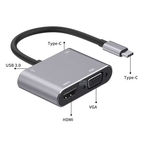 تبدیل و هاب تایپ سی Usb C To Hdmivga Hub With Pdusb30 Port فروشگاه