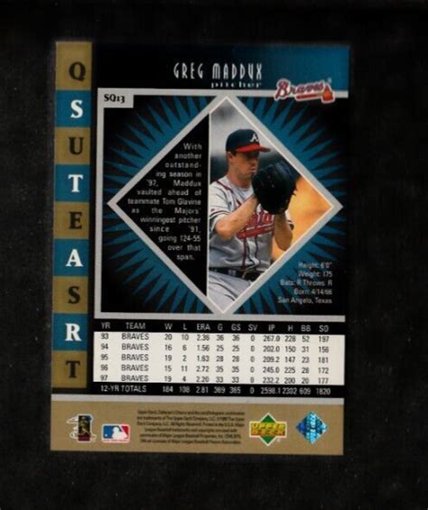 GREG MADDUX 1998 UD Collector S Choice STARQUEST DOUBLE SQ13 Braves