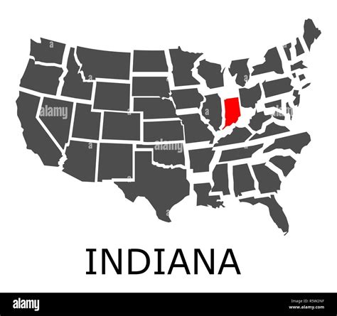 State of Indiana on map of USA Stock Photo - Alamy