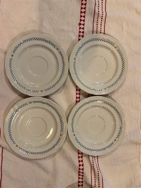 Vintage Set Of Moonlight Goose Pattern Stoneware Plates Etsy