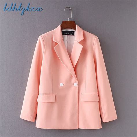 Blazer Women Pink Long Sleeve Blazers 2018 Autumn New Korean Office Temperament Ladies Fashion