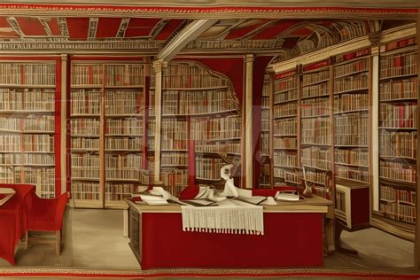 Beautiful Italian Tapestry Roman Library · Creative Fabrica