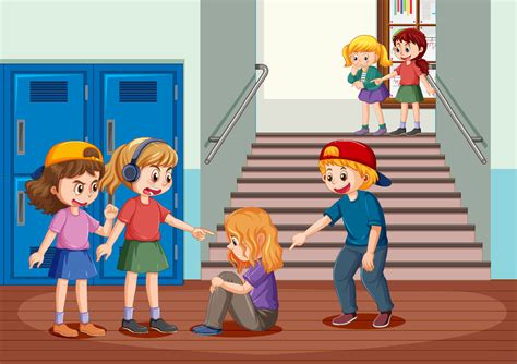 School bullying with student cartoon characters 11417434 Vector Art at ...