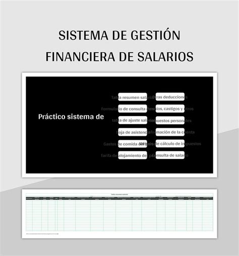 Plantilla De Excel Sistema De Gesti N Financiera De Salarios Y Hoja De