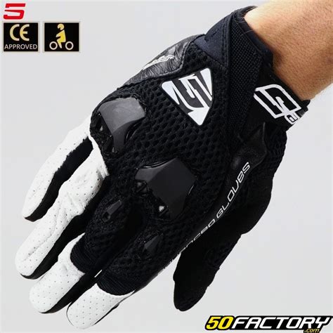 Gants street Five Stunt Evo Airflow homologués CE noirs et blancs