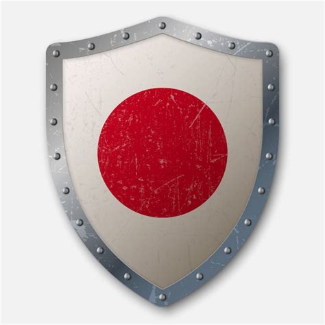 Premium Vector Old Shield With Flag Of Japan