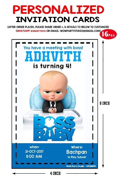 Wow Party Studio Personalized Boss Baby Theme Party Supplies With