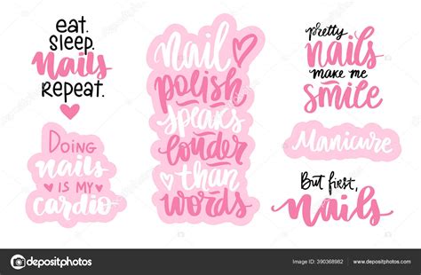 Handwritten Lettering Set About Nails Nail Polish And Manicure