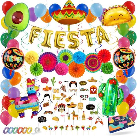 Fissaly 71 Stuks Mexican Fiesta Feest Versiering Pinata Sombrero