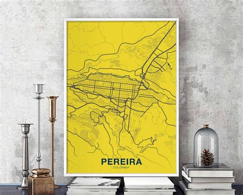 PEREIRA Colombia Map Poster Color Hometown City Print Modern - Etsy