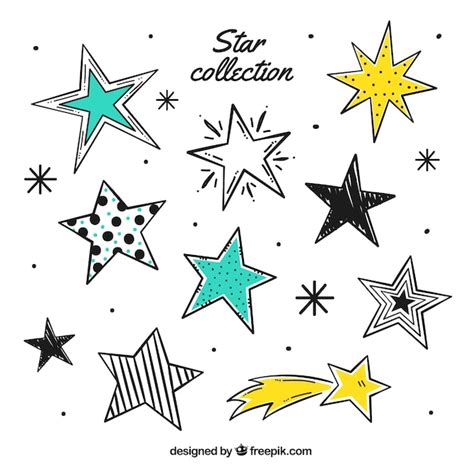 Conjunto De Estrellas Dibujadas A Mano Vector Gratis