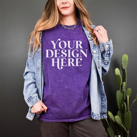 Colortone 1300 Purple Mockup C1300 Tshirt Model Mock Up Oversized Tee