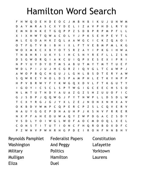 Hamilton Word Search WordMint