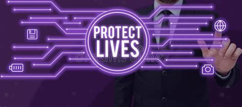 Conceptual Caption Protect Lives Business Showcase To Cover Or Shield