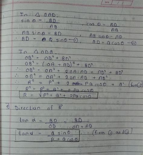 20 State Parallelogram Law Of Vector Addition Show That Resultant Of