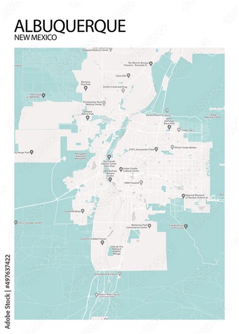 Poster Albuquerque - New Mexico map. Road map. Illustration of ...